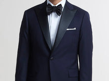 Load image into Gallery viewer, R P TUXEDO NAVY BLUE / PEAK SATIN LAPEL / SUPER 150'S FINE LUXURY WOOL / 34 TO 64 / REG / SHORT / LONG / EXTRA LONG