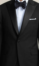 Load image into Gallery viewer, R P TUXEDO BLACK / PEAK SATIN LAPEL / SUPER 150'S FINE LUXURY WOOL / 34 TO 64 / REG / SHORT / LONG / EXTRA LONG