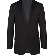 Load image into Gallery viewer, R P TUXEDO BLACK / MADE IN ITALY / GROSGRAIN TRIM / NOTCH LAPEL / 2 BUTTON / MODERN CLASSIC FIT