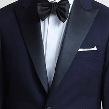 Load image into Gallery viewer, R P TUXEDO NAVY BLUE / PEAK SATIN LAPEL / SUPER 150'S FINE LUXURY WOOL / 34 TO 64 / REG / SHORT / LONG / EXTRA LONG