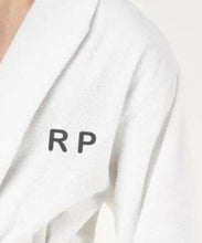 Load image into Gallery viewer, R P LUXURY ROBE SHAWL COLLAR / COTTON TERRY / MEN / WOMEN / WHITE / SMALL TO XXL / MONOGRAMS