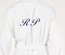 Load image into Gallery viewer, R P LUXURY ROBE SHAWL COLLAR / COTTON TERRY / MEN / WOMEN / WHITE / SMALL TO XXL / MONOGRAMS