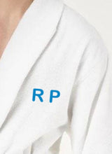 Load image into Gallery viewer, R P LUXURY ROBE SHAWL COLLAR / COTTON TERRY / MEN / WOMEN / WHITE / SMALL TO XXL / MONOGRAMS