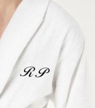 Load image into Gallery viewer, R P LUXURY ROBE SHAWL COLLAR / COTTON TERRY / MEN / WOMEN / WHITE / SMALL TO XXL / MONOGRAMS