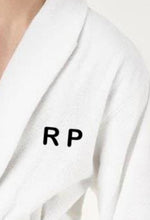 Load image into Gallery viewer, R P LUXURY ROBE SHAWL COLLAR / COTTON TERRY / MEN / WOMEN / WHITE / SMALL TO XXL / MONOGRAMS
