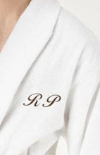 Load image into Gallery viewer, R P LUXURY ROBE SHAWL COLLAR / COTTON TERRY / MEN / WOMEN / WHITE / SMALL TO XXL / MONOGRAMS