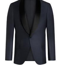 Load image into Gallery viewer, R P TUXEDO NAVY BLUE / SATIN TRIM / CLASSIC SHAWL LAPEL / CONTEMPORARY FIT