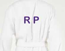 Load image into Gallery viewer, R P LUXURY ROBE SHAWL COLLAR / COTTON TERRY / MEN / WOMEN / WHITE / SMALL TO XXL / MONOGRAMS