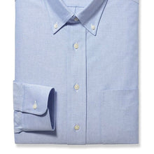 Load image into Gallery viewer, R P SHIRT / CLASSIC BUTTON DOWN COLLAR / FINE PINPOINT 80'S 2-PLY / LIGHT BLUE AND MEDIUM BLUE / MONOGRAMS