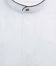 Load image into Gallery viewer, R P SHIRT / WOMENS / WHITE / BAND COLLAR WITH BLACK TRIM / EXTRA SMALL TO 5 EXTRA LARGE