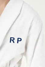 Load image into Gallery viewer, R P LUXURY ROBE SHAWL COLLAR / COTTON TERRY / MEN / WOMEN / WHITE / SMALL TO XXL / MONOGRAMS
