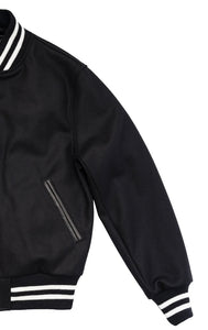 R P LUXURY VARSITY JACKET / BLACK WOOL / HAND MADE IN USA / XS  TO 4-XL