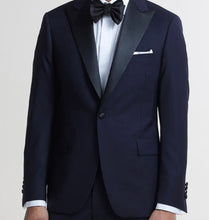 Load image into Gallery viewer, R P TUXEDO NAVY BLUE / PEAK SATIN LAPEL / SUPER 150'S FINE LUXURY WOOL / 34 TO 64 / REG / SHORT / LONG / EXTRA LONG