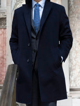 Load image into Gallery viewer, R P OVERCOAT / 100% CASHMERE / BLACK / NAVY