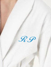 Load image into Gallery viewer, R P LUXURY ROBE SHAWL COLLAR / COTTON TERRY / MEN / WOMEN / WHITE / SMALL TO XXL / MONOGRAMS
