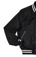 Load image into Gallery viewer, R P LUXURY VARSITY JACKET / BLACK WOOL / HAND MADE IN USA / XS  TO 4-XL
