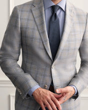 Load image into Gallery viewer, R P SPORTS JACKET / LORO PIANA / GREY PLAID / WOOL SILK LINEN / CONTEMPORARY FIT