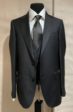 Load image into Gallery viewer, R P SUIT / 2 PIECE OR 3 PIECE VEST / SOLID BLACK / CHARCOAL GREY / SLIM FIT / SUPER 140’S WOOL / 32 TO 48 / REGULAR / SHORT / LONG