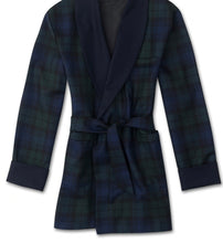 Load image into Gallery viewer, R P ROBE SHAWL COLLAR OR SMOKING JACKET / CUSTOM BESPOKE / TARTAN PLAID WOOL MADE IN ENGLAND / 2 COLORS / RED / NAVY AND GREEN / FROM