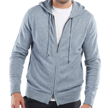 Load image into Gallery viewer, R P LUXURY FULL ZIPPER HOODIE / 100% CASHMERE LIGHTWEIGHT / BLUE - GREY / BLACK / S TO XXL