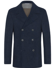 Load image into Gallery viewer, R P LUXURY MODERN PEACOAT / ITALIAN ECO WOOL MELTON / BLUE / GREY / 38 TO 48