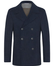 Load image into Gallery viewer, R P LUXURY MODERN PEACOAT / ITALIAN ECO WOOL MELTON / BLUE / GREY / 38 TO 48