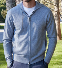 Load image into Gallery viewer, R P LUXURY FULL ZIPPER HOODIE / 100% CASHMERE LIGHTWEIGHT / BLUE - GREY / BLACK / S TO XXL