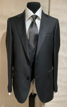 Load image into Gallery viewer, R P SUIT / 2 PIECE OR 3 PIECE VEST / SOLID BLACK / CHARCOAL GREY / CLASSIC FIT / SUPER 150’S WOOL / 36 TO 54 / REGULAR / SHORT / LONG / EXTRA LONG