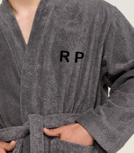 Load image into Gallery viewer, R P LUXURY ROBE / COTTON TERRY / MEN / WOMEN / BLACK / NAVY / WHITE / GREY / BURGUNDY / SMALL TO XX-LARGE / MONOGRAMS