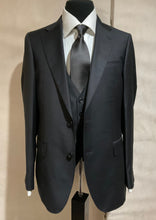 Load image into Gallery viewer, R P SUIT / 2 PIECE OR 3 PIECE VEST / SOLID BLACK / CHARCOAL GREY / CLASSIC FIT / SUPER 150’S WOOL / 36 TO 54 / REGULAR / SHORT / LONG / EXTRA LONG
