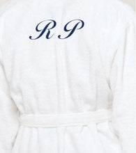 Load image into Gallery viewer, R P LUXURY ROBE WITH HOOD / COTTON TERRY / MEN / WOMEN / BLACK / WHITE / MONOGRAMS