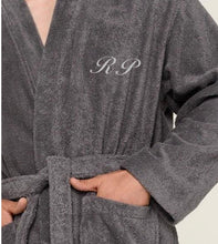 Load image into Gallery viewer, R P LUXURY ROBE / COTTON TERRY / MEN / WOMEN / BLACK / NAVY / WHITE / GREY / BURGUNDY / SMALL TO XX-LARGE / MONOGRAMS