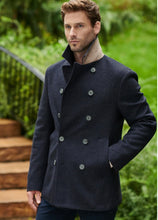 Load image into Gallery viewer, R P LUXURY MODERN PEACOAT / ITALIAN ECO WOOL MELTON / BLUE / GREY / 38 TO 48