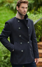 Load image into Gallery viewer, R P LUXURY MODERN PEACOAT / ITALIAN ECO WOOL MELTON / BLUE / GREY / 38 TO 48