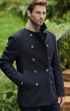 Load image into Gallery viewer, R P LUXURY MODERN PEACOAT / ITALIAN ECO WOOL MELTON / BLUE / GREY / 38 TO 48