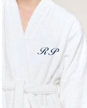 Load image into Gallery viewer, R P LUXURY ROBE / COTTON TERRY / MEN / WOMEN / BLACK / NAVY / WHITE / GREY / BURGUNDY / SMALL TO XX-LARGE / MONOGRAMS