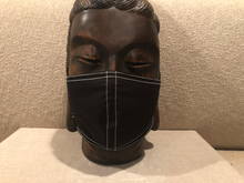 Load image into Gallery viewer, BLACK WITH WHITE STITCHING / LUXURY COTTON STRETCH TWILL / CUSTOM MADE