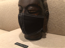 Load image into Gallery viewer, BLACK WITH WHITE STITCHING / LUXURY COTTON STRETCH TWILL / CUSTOM MADE