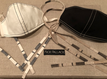 Load image into Gallery viewer, BLACK LUXURY COTTON WITH ITALIAN LINEN TIES / TAN STITCHING / CUSTOM MADE