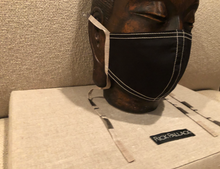 Load image into Gallery viewer, BLACK LUXURY COTTON WITH ITALIAN LINEN TIES / TAN STITCHING / CUSTOM MADE