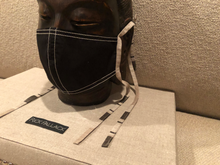 Load image into Gallery viewer, BLACK LUXURY COTTON WITH ITALIAN LINEN TIES / TAN STITCHING / CUSTOM MADE