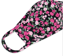 Load image into Gallery viewer, BLACK / PINK FLORAL JERSEY / FILTER POCKET + 2 FILTERS / ADULT / SMALL WOMENS