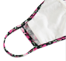 Load image into Gallery viewer, BLACK / PINK FLORAL JERSEY / FILTER POCKET + 2 FILTERS / ADULT / SMALL WOMENS