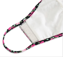 Load image into Gallery viewer, BLACK / PINK FLORAL JERSEY / FILTER POCKET + 2 FILTERS / ADULT / SMALL WOMENS