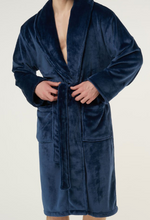 Load image into Gallery viewer, ROBE SHALL COLLAR / MEN / WOMEN / LUXE SOFT COZY / BLACK / NAVY / GREY / WHITE / MONOGRAMS