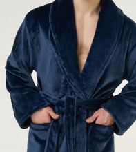 Load image into Gallery viewer, ROBE SHALL COLLAR / MEN / WOMEN / LUXE SOFT COZY / BLACK / NAVY / GREY / WHITE / MONOGRAMS