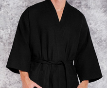 Load image into Gallery viewer, R P LUXURY ROBE KIMONO / WAFFEL WEAVE / MEN / WOMEN / BLACK / WHITE / MONOGRAMS