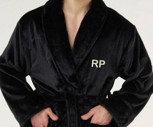 Load image into Gallery viewer, ROBE SHALL COLLAR / MEN / WOMEN / LUXE SOFT COZY / BLACK / NAVY / GREY / WHITE / MONOGRAMS