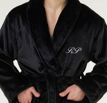 Load image into Gallery viewer, ROBE SHALL COLLAR / MEN / WOMEN / LUXE SOFT COZY / BLACK / NAVY / GREY / WHITE / MONOGRAMS