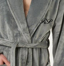 Load image into Gallery viewer, ROBE SHALL COLLAR / MEN / WOMEN / LUXE SOFT COZY / BLACK / NAVY / GREY / WHITE / MONOGRAMS